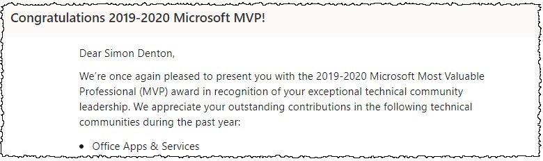 Extract of the renewal email. It states that Microsoft "appreciates your outstanding contributions"